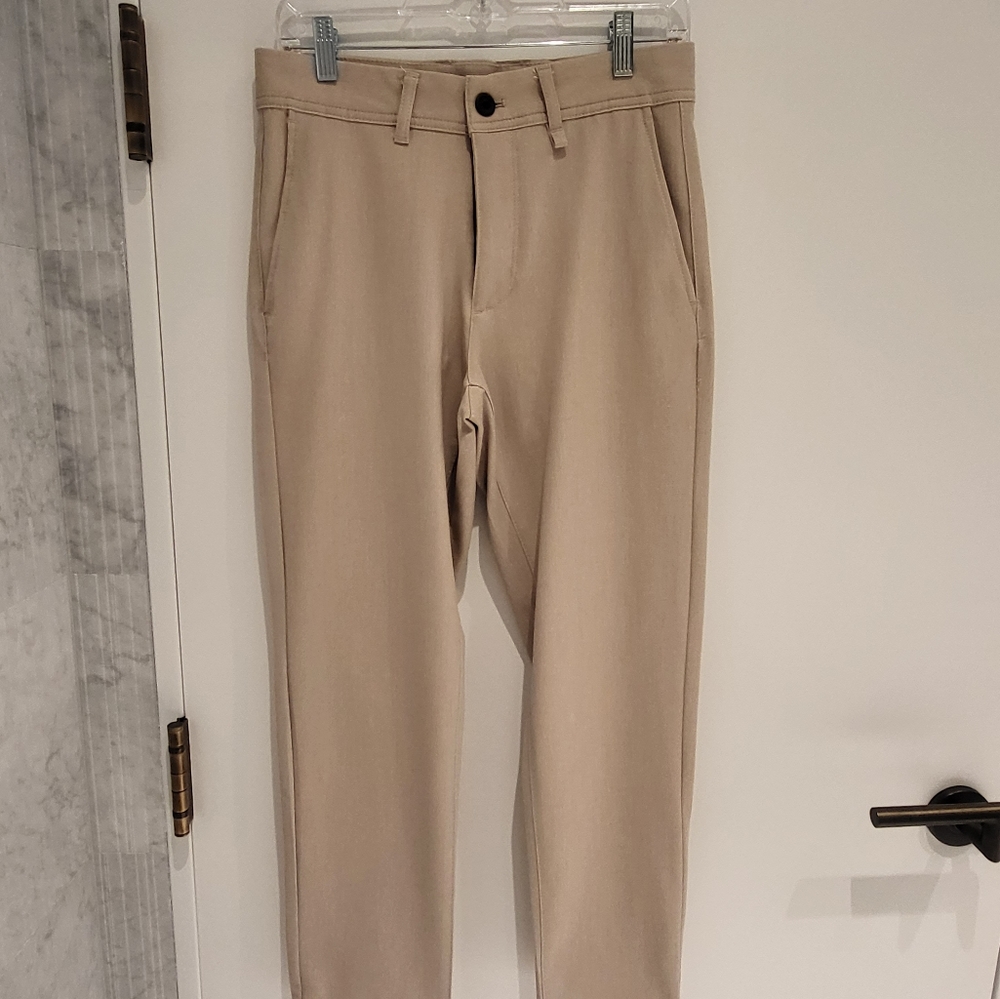 Textured Stretch Pants Dark Beige